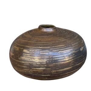 Vintage Metallic Bronze Pottery Vase